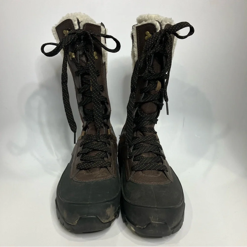 Merrell aurora tall ice plus waterproof winter boots brown black womens size 7.5